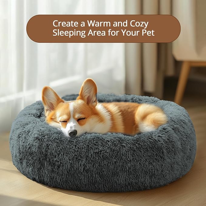 JOLLYVOGUE Calming Dog Bed Medium Size Dog, Anti-Anxiety Donut Medium Pet Bed - Image 4