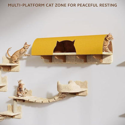20-in-1 Cat Wall Shelves, Wall Mounted Pet Furniture w/Plush Fabric, Cat - Image 5