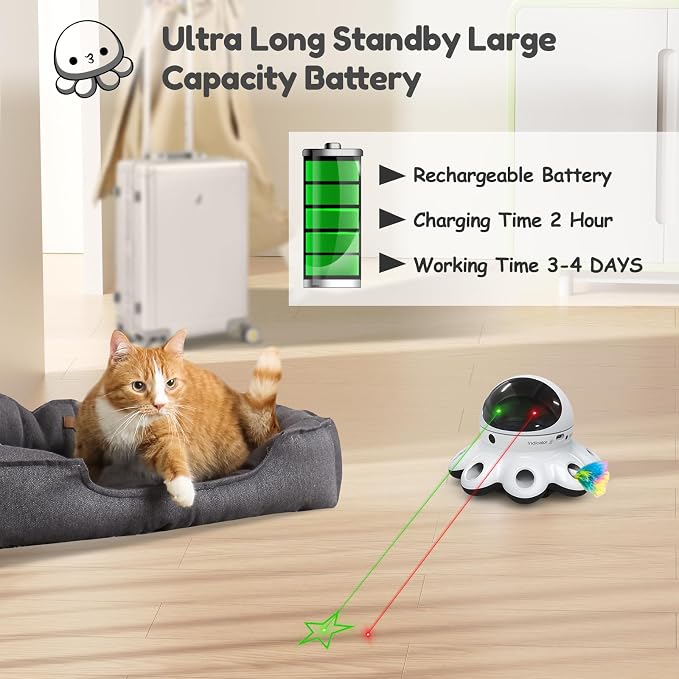 ORSDA Cat Laser Toy, 2-in-1 Interactive Automatic Motion Activated Moving 8 - Image 6