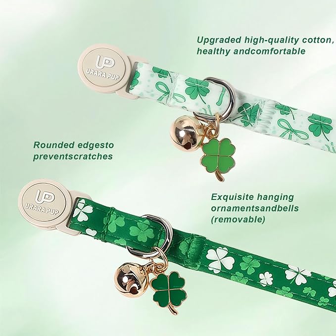 Cat Collar, Spring Green Shamrock Cat Collar - Image 2