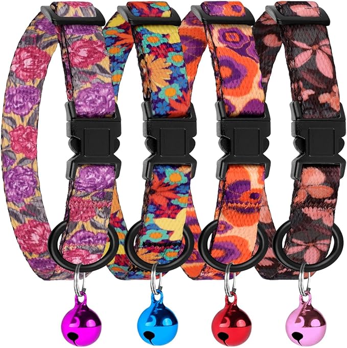 4PCS Breakaway Cat Collars by BUDKAS