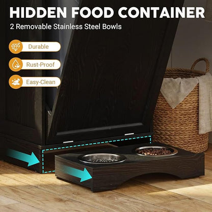 21’’W Dog Feeding Station with Storage, Tilt Out Dog Food Cabinet with Drawer - Image 4