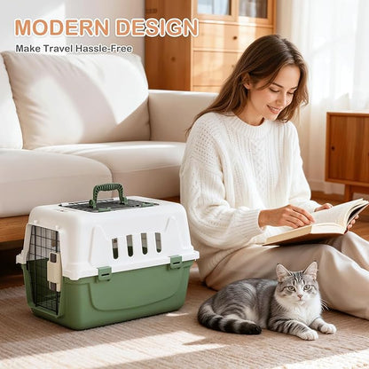 MoNiBloom 18-Inch 2-Door Top Loading Cat Carrier, Plastic Dog Crate Hard-Sided - Image 6