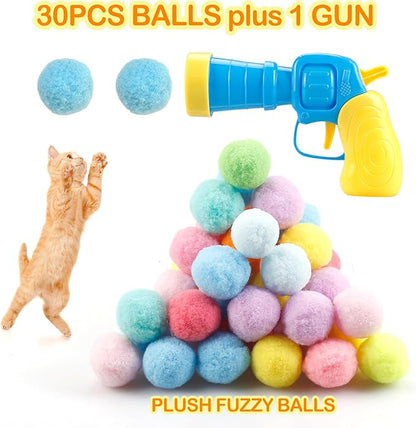 31Pcs Cat Ball Toy Launcher Gun, Cat Balls Fetch Toy, Funny Interactive Cat Toys - Image 3