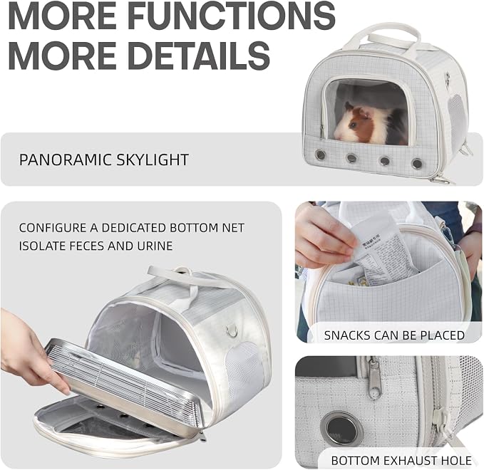 Gray Rabbit Travel Bag with Panoramic Skylight & Bottom Mesh | Odor Control - Image 4