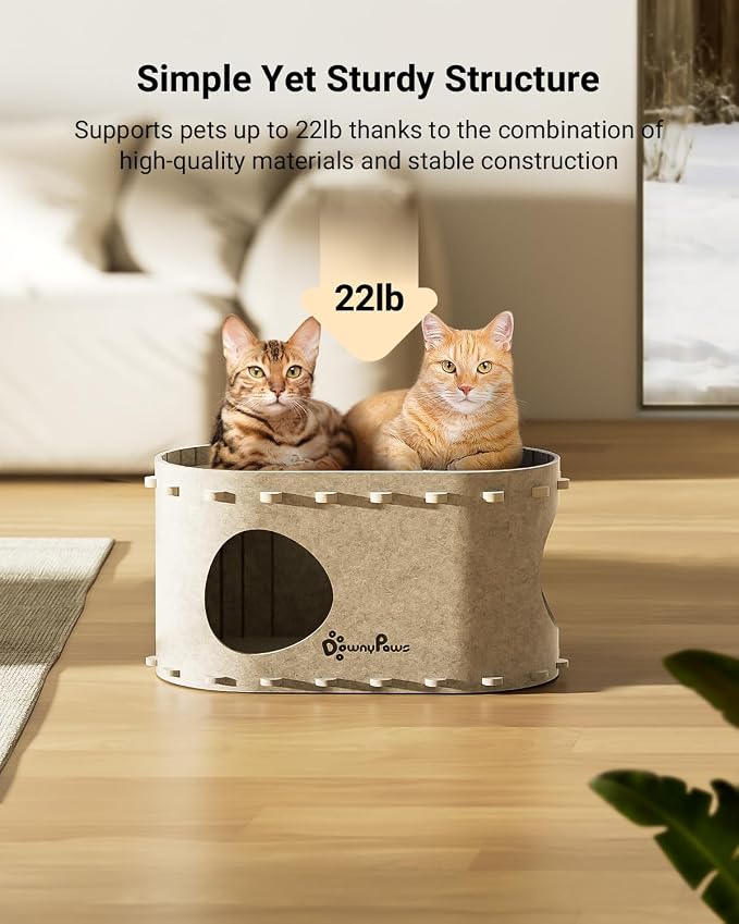 DownyPaws Cat House for Indoor Cats, Cat Bed Cave for Multiple & Large Cats Up - Image 4