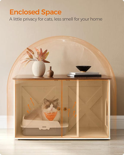Feandrea Cat Litter Box Enclosure, Litter Box Furniture Hidden - Image 4