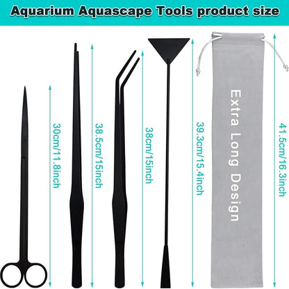 Aquarium Aquascape Tools Kit, Long 15 Inch Stainless Steel Aquatic Plants Tools - Image 2