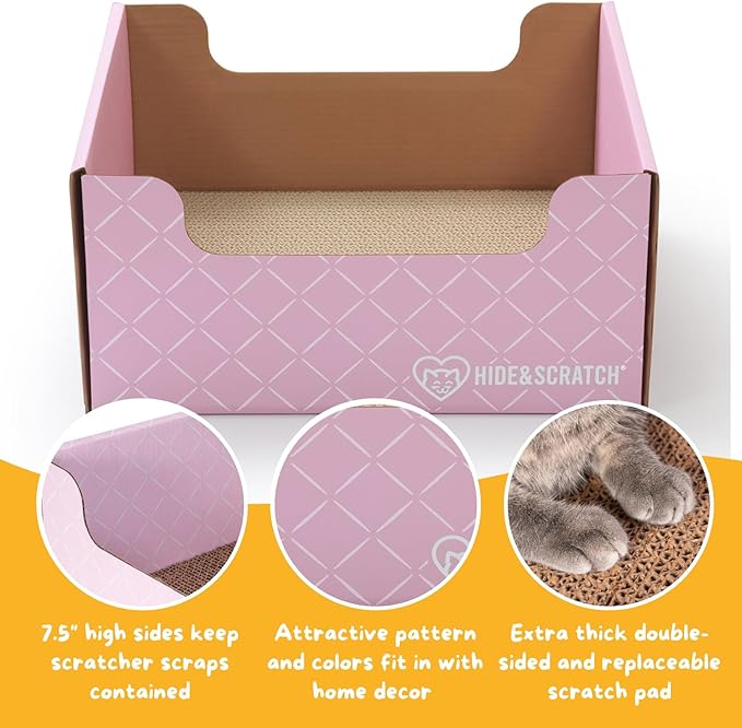 Hide & Scratch Cardboard Cat Scratcher Box & Bed - Image 3