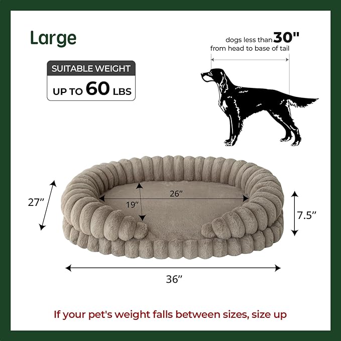 BALANCE Calming Dog Bed for Large Sized Dogs, 36 Inches Oval Washable Pet Bed - Image 5