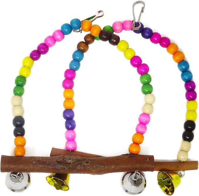 Honbay Wooden Bird Swing Perch Parrot Hanging Toy - Image 6