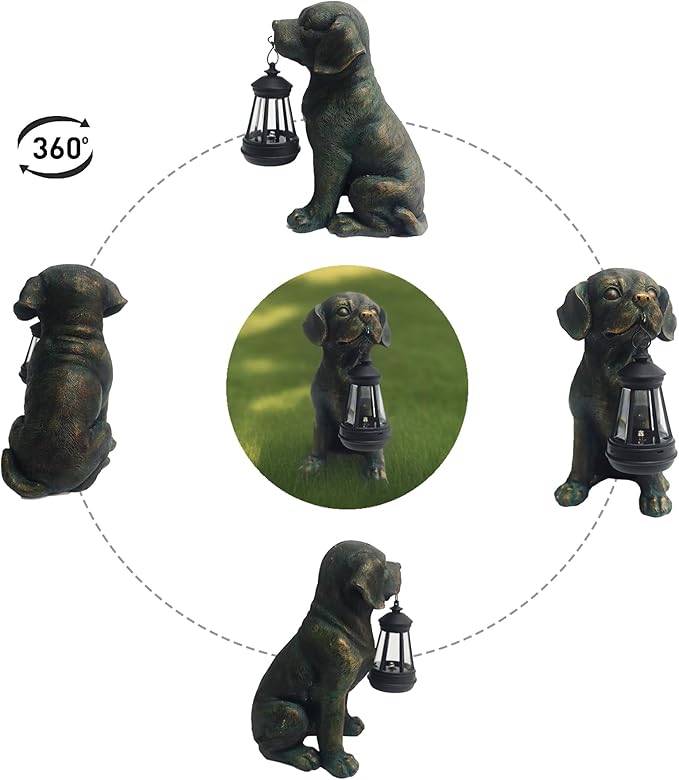 Solar Resin Dog Statue - Image 5