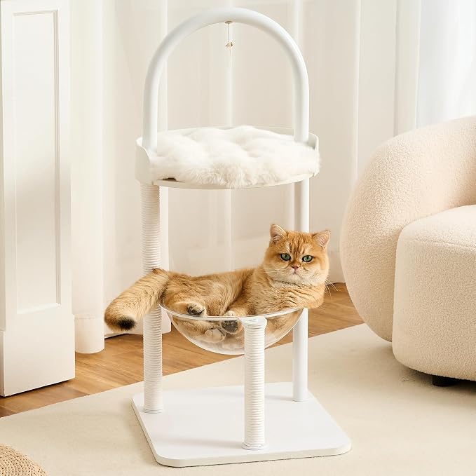 Modern Cat Tree Tower for Indoor Cats up to 12lbs, Wood Cat Bed by Kicari