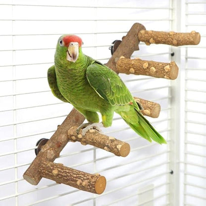 Bird Ladder Perch Cage Nature Wood Stand Parrot Chew Toy by KINTOR