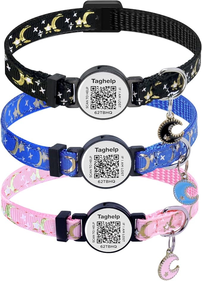 3-Pack Smart ID Cat Collar by Taghelp