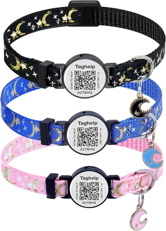 3-Pack Smart ID Cat Collar by Taghelp