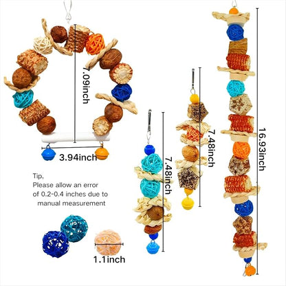 Parakeet Swing Toys, Bird Cage Hanging Chewing Toys, Natural Bird Parrot Toys - Image 2