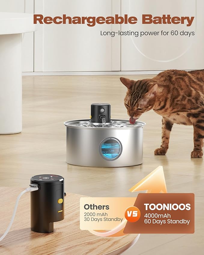 Cat Water Fountain Battery Powered: Cordless Cat Fountain Wireless - Image 5