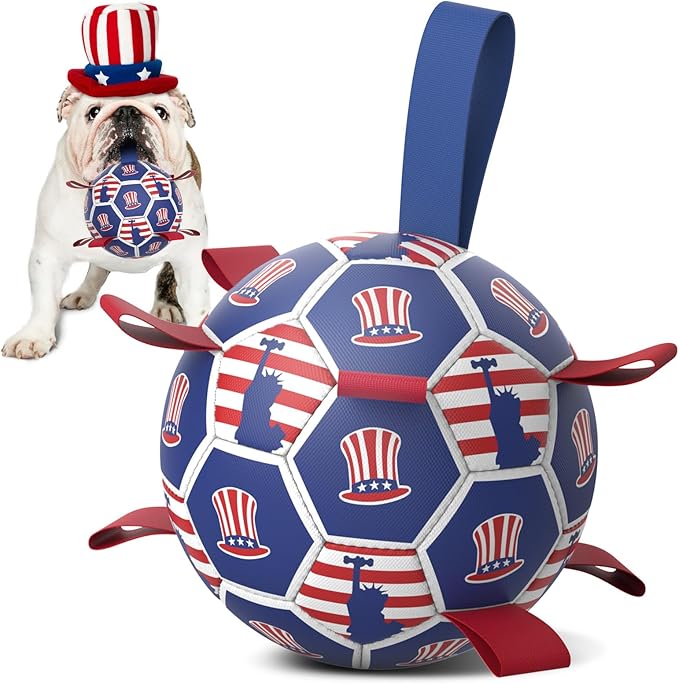 Diman Dog Toy Soccer Ball : Outdoor Dog Toys, Dog's Independence Day Gift by KeepYourDogsHappy
