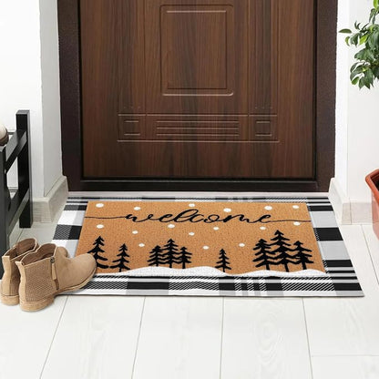 Tinideya 2 Pcs Door Mat Welcome Non Slip Coir Mats Floor Layering Doormats - Image 4