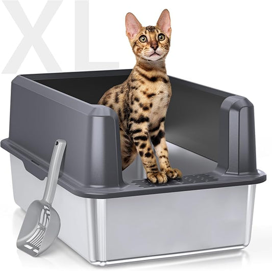 Enclosed Stainless Steel Cat Litter Box by CatLitterBox