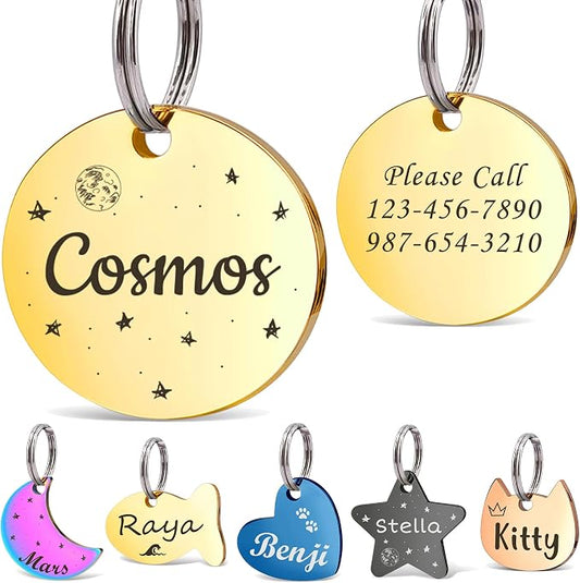 Anavia Small Size Dog Cat ID Tags, Small/XS Personalized Color Plated Stainless by Anavia