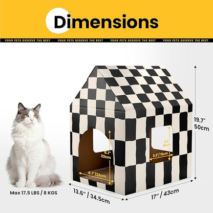 Cardboard Cat House with Scratch Pad & Catnip, Cat Play Scratching House - Image 5