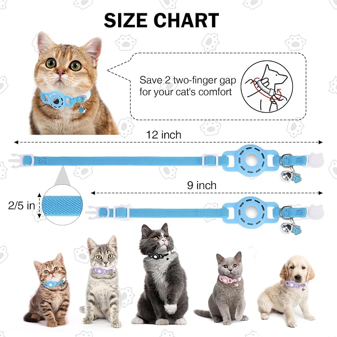 Airtag Cat Collar Breakaway, Stretchy Cat Tracker Collar - Image 6