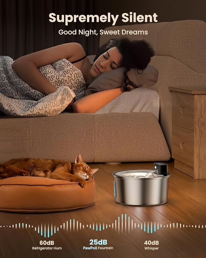Wireless Cat Water Fountain Stainless Steel - Image 5