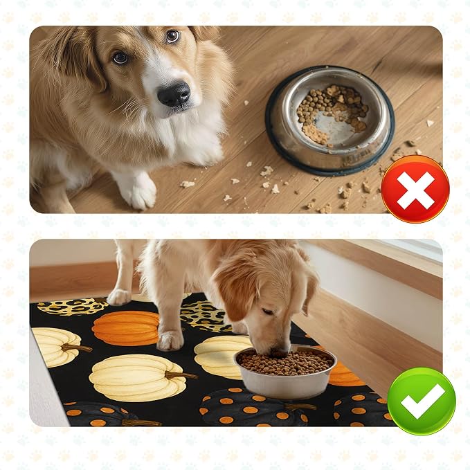Fall Pumpkin Pet Feeding Mat Thankgiving Theme Dog and Cat Food Mat Non Slip - Image 7