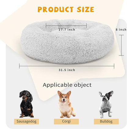 Calming Dog Bed for Medium Dogs Washable Donut 30 inches Anti-Slip Pet Bed - Image 3