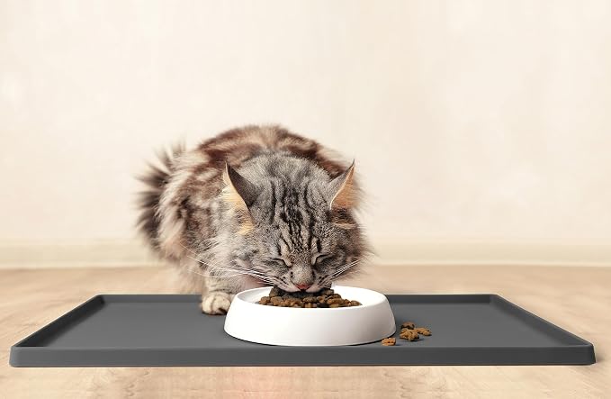 CatGuru Cat Food Mat, Small & Large Feeding Mats, 100% Waterproof Silicone Pet - Image 7