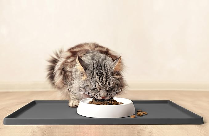 CatGuru Cat Food Mat, Small & Large Feeding Mats, 100% Waterproof Silicone Pet - Image 7