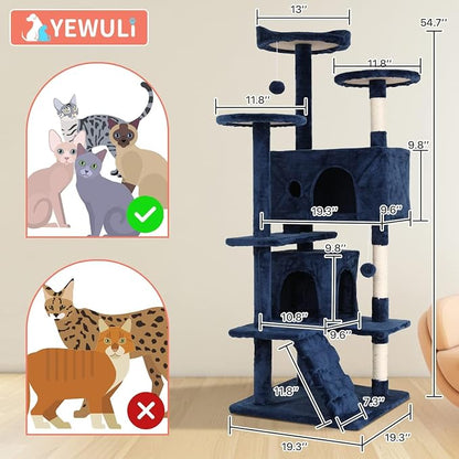 54in Cat Tree Cat Climbing Tower - Image 7