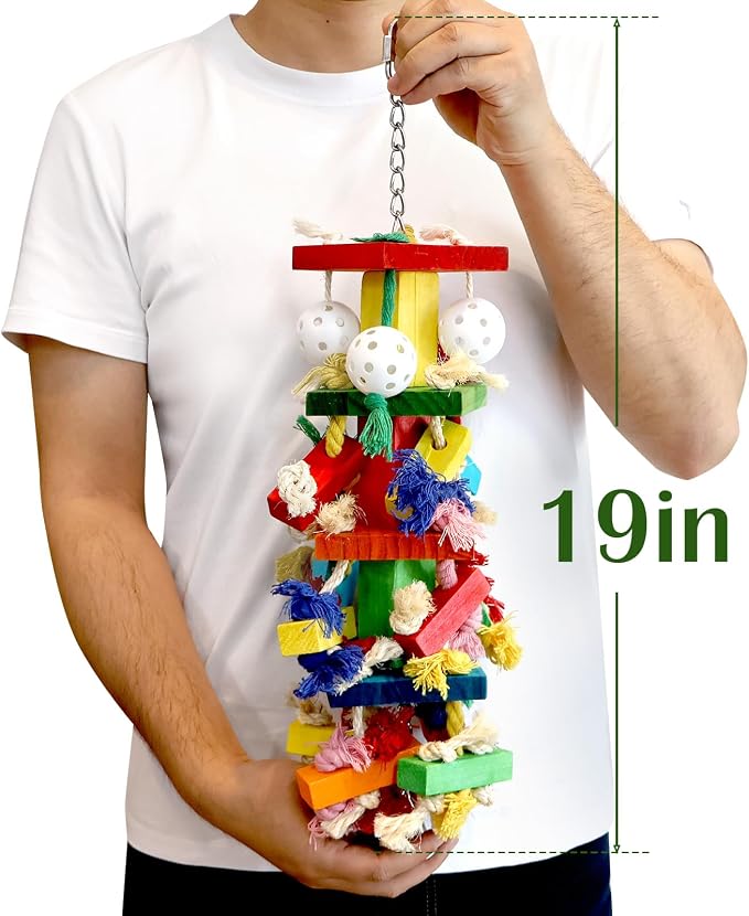 Bird Toys for Parrots, Parakeet Toys Natural Woode Parrot Toy for Large Medium - Image 2