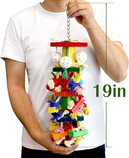 Bird Toys for Parrots, Parakeet Toys Natural Woode Parrot Toy for Large Medium - Image 2