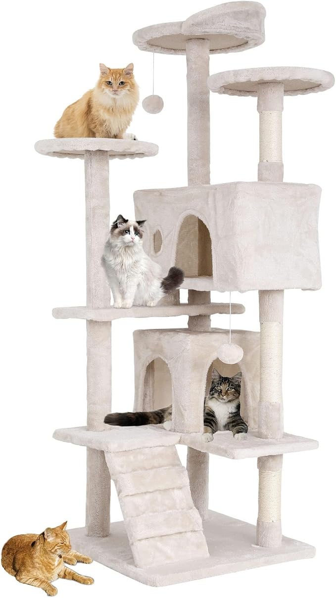 Cat Tree for Indoor Cats, Space Saving Cat Activity Center, Durable Pet Play by GINMAON