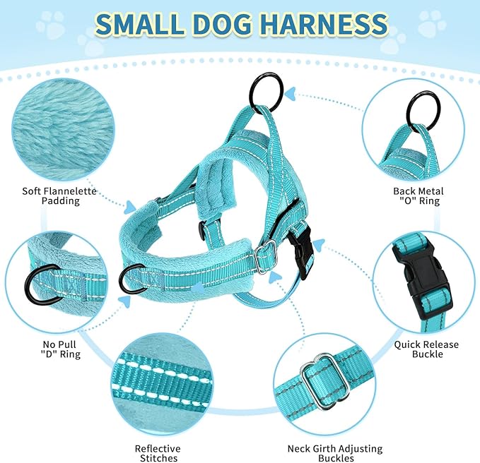 SlowTon No Pull Small Dog Harness and Leash Set, Puppy Soft Vest Harness Neck & - Image 7