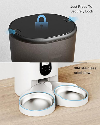 Automatic Cat Feeders for 2Cats, 6L/25cup Automatic Cat Food Dispenser - Image 5