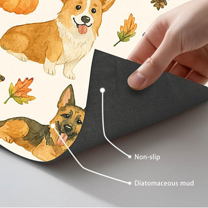 Fall Dog Pet Feeding Mat Autumn Pumpkin Design Food Mat - Image 5