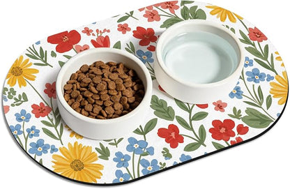 Pet Feeding Mat – 20''x12'' Absorbent Dog Food Mat, Pet Water Mats Protect Floor by METEOROCK