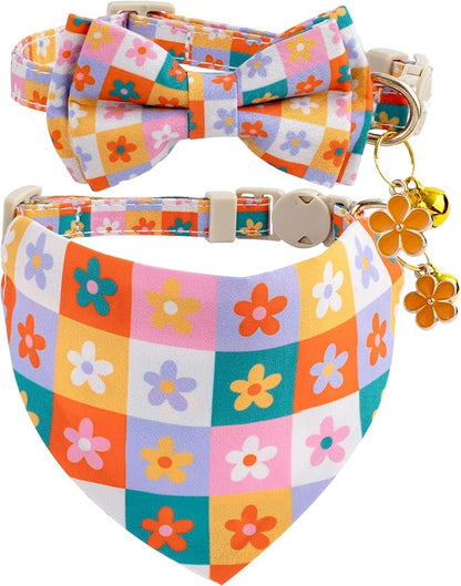 Faygarsle 2 Pack Floral Pattern Cat Collar Set by Faygarsle