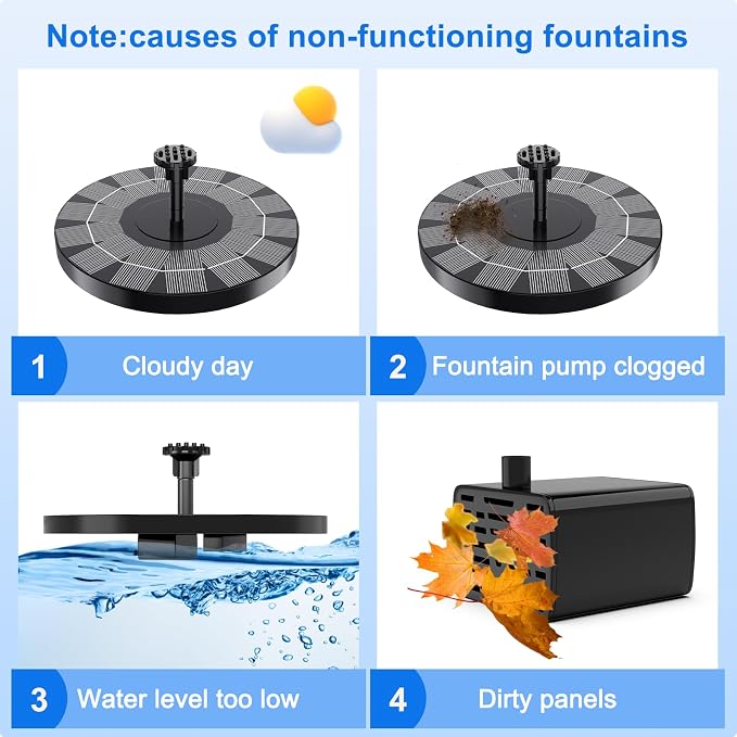 2.5W Solar Bird Bath Fountain Pump, Solar Fountains, Solar Powered Water - Image 9
