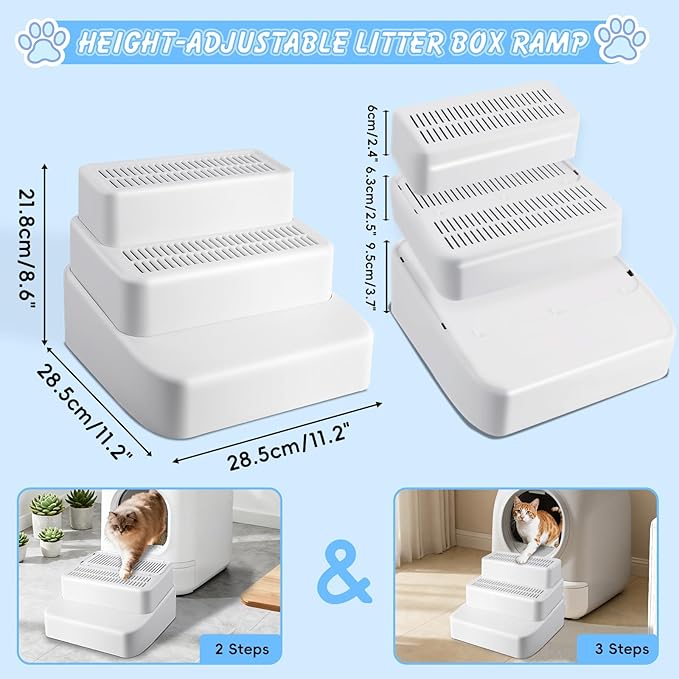 Adjustable 3 Steps Litter Box Ramp, Litter Box Step - Image 2