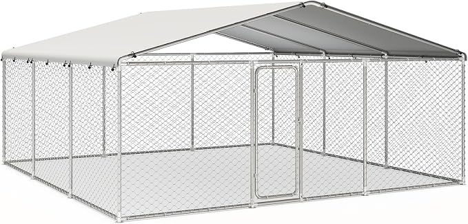 15'x15' Large Outdoor Dog Kennel, Heavy Duty Dog Enclosure by docagt