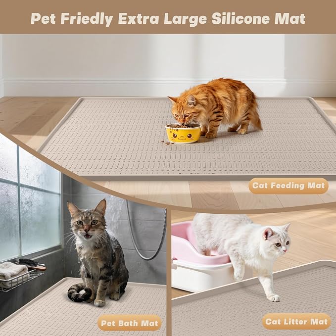 47" x 35" Silicone Cat Food Mat, Waterproof Pet Feeding Mat - Image 7