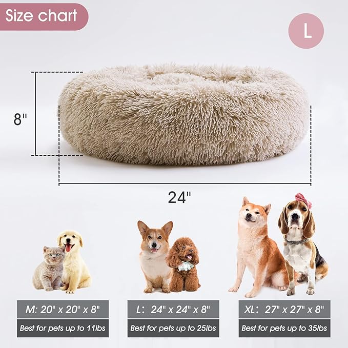 Calming Dog Bed & Cat Bed, Anti-Anxiety Donut Cuddler Warming Cozy Soft Round - Image 5