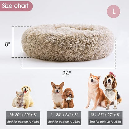 Calming Dog Bed & Cat Bed, Anti-Anxiety Donut Cuddler Warming Cozy Soft Round - Image 5