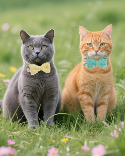 Cat Collar Breakaway with Bells, Soft Cotton Cat Bowtie Collar - Image 9