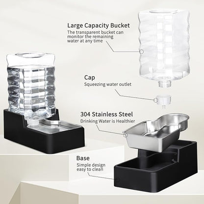 RIZZARI Stainless Steel Pet Water Feeder: 8L Gravity Leak-Proof Auto Refill - Image 3